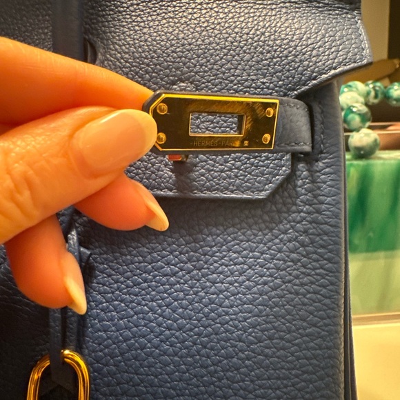 Birkin HERMES 25 Bleu France 100% authentic - Picture 7 of 16